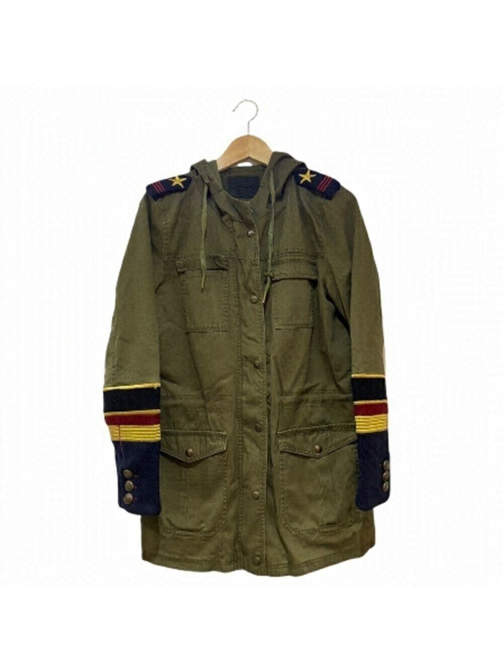 Blank NYC lined and hooded army green jacket with cuff & shoulder detail…